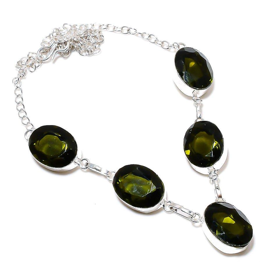 

Ювелирное колье ручной работы с драгоценными камнями перидот 18 дюймов SR-5141