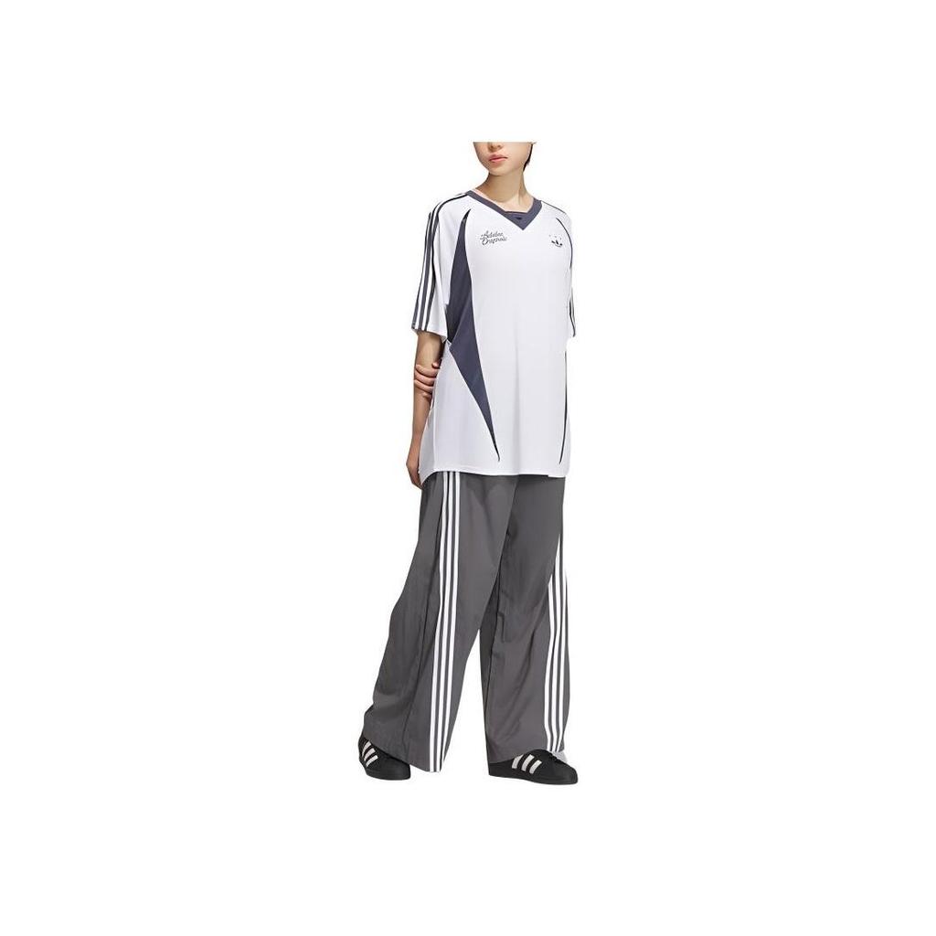 Adidas Originals Striped Raglan Short Sleeve T-Shirt, Women Breathable Fashion Daily Casual Blue White Tops JD1134
