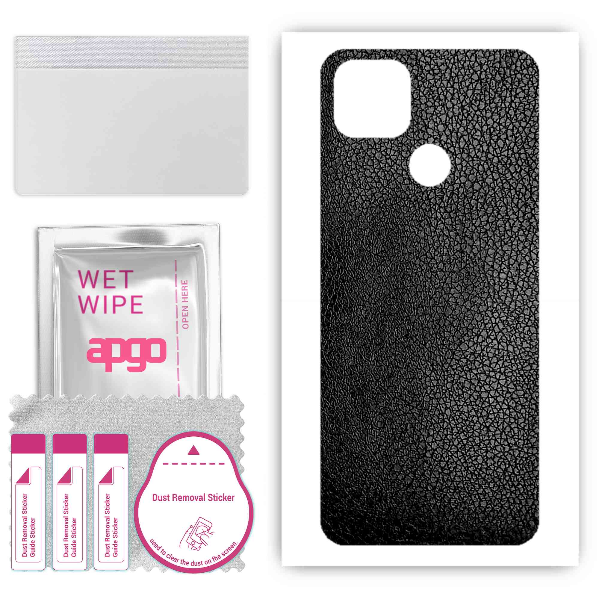 

apgo Protective Skin Sticker for the back compatible with Motorola Moto G9 Power, Wrap Film, Foil, Vinyl - Pattern Black Leather