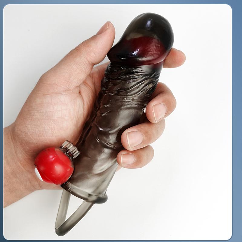 MELEON Penis Extension Sleeve Vibrator Extender 4.5cm Reusable Condoms Soft Delay Ejaculation Dick Sleeve Adult Sex Toys for Men