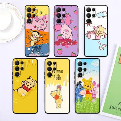 Coque de téléphone Winnie l'ourson pour Samsung Galaxy S24, S23, S22, S21, S20 FE, S10, S10E Plus Ultra Pro Lite 5G, noire