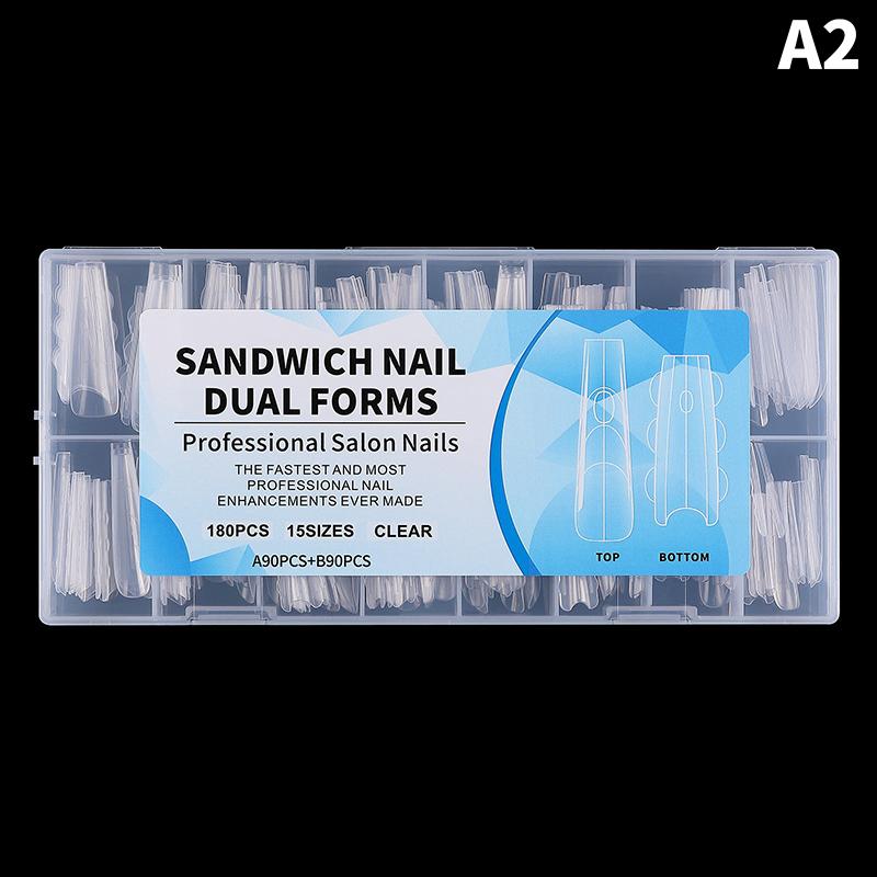 Nail Forms Set 180Pcs Dual Nail Molds for Builder Extension Reusable Tips for Professional Manicure