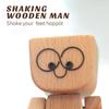 Wooden Man Figurine Car Decoration Small Ornaments Leg-swinging Robot Figurine Cute Wood Man Car Good Creative Gifts