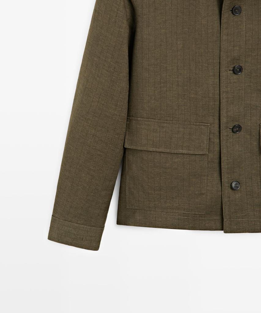 Massimo Dutti 100% Linen Pocket Overshirt