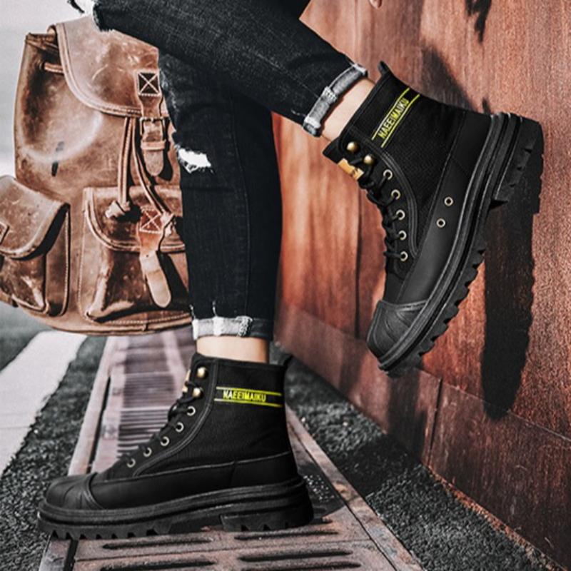 Fashion Street Style Men's Canvas Boots Autumn Winter Camouflage Platform High Top Ankle Boots Wear-resistant Works Boots Botas Hombre