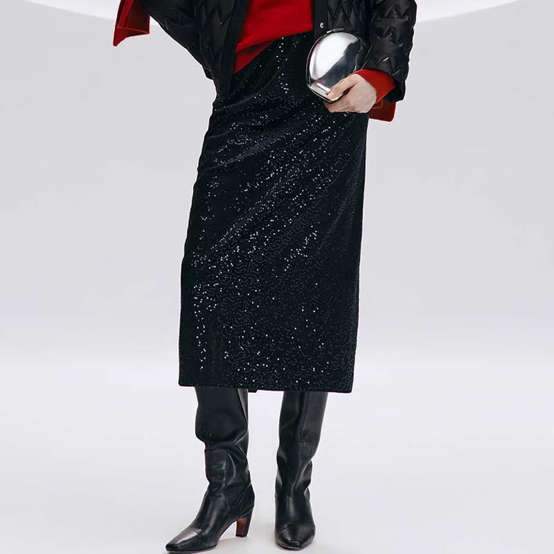 JESSIE Women s Sequin Midi Skirt L