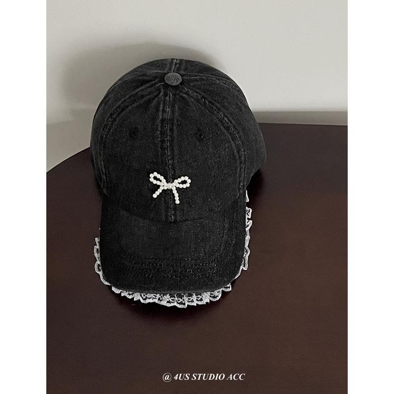 Butterfly Knot Denim Baseball Cap With Sun Protection For Casual Women