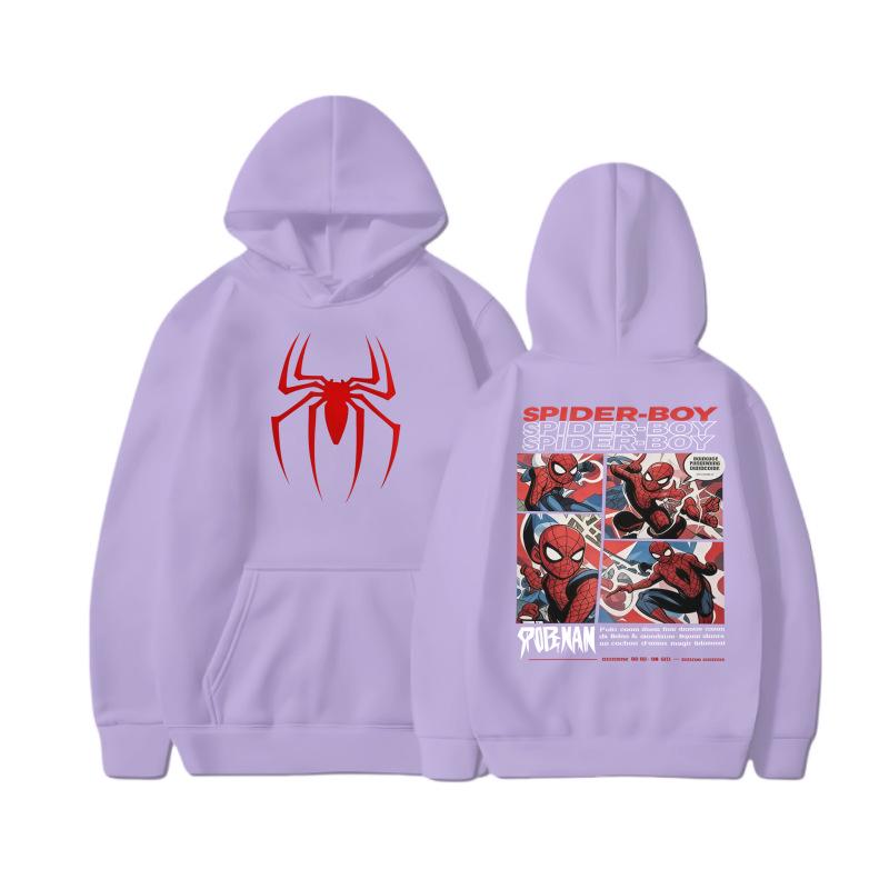 Spider-Man Unisex Fleece Hoodie: Spring & Fall Cartoon Print for Kids