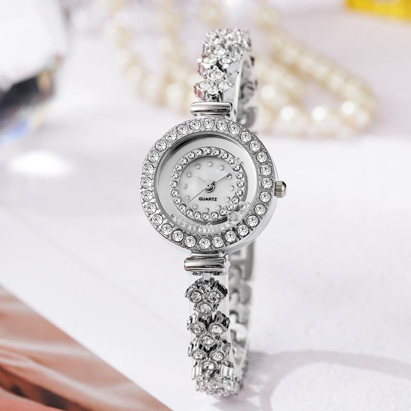 

Women Quartz Watch Rhinestone Bracelet Wristwatch Girl Birthday Gift срібний