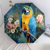 Flower Parrot  Pattern, Automatic Folding Umbrella, Portable and Foldable Design, 8 Ribs, a Christmas or Birthday Gift.
