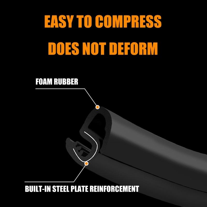 2Pcs Car Door Seal Strips Rubber Noise Reduction Trim Automotive Rubber Sealing Strips Set Suitable for Dashboard Space