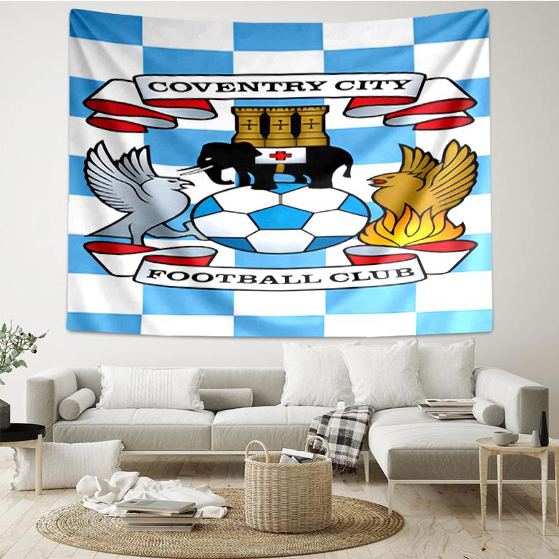 1PC Coven-try Football Club Crest Printed Tapestry Room Decoration Wall Hanging for Living Room Bedroom, dormitory, Birthday and Christmas gifts