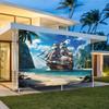 1 Piece, Polyester Material Pirate Ship and Tropical Beach Wall Fabric, 75 Grams Per Square Meter, 100% Polyester Fiber