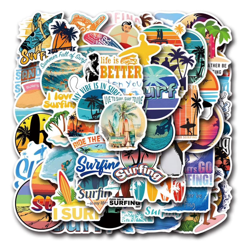 55PCS Surfing Cartoon Stickers: Waterproof Graffiti Decoration for Phone Cases & Cars