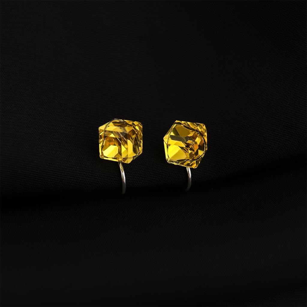18K Gold Plated Clip-on Enamel Flower Earrings - Non-Pierced, High Color Retention