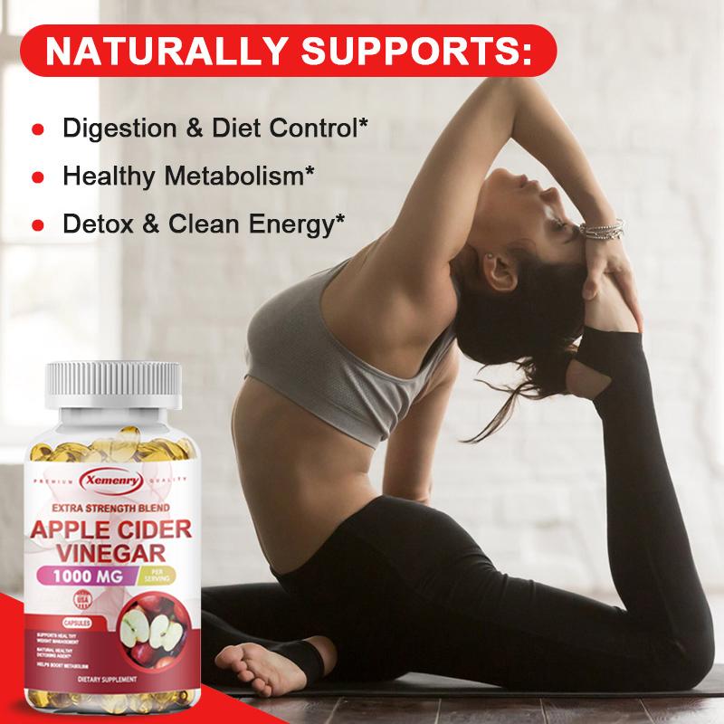 XEMENRY Apple Cider Vinegar Capsules Are Vegan Apple Cider Vinegar Capsules That Help with Healthy Weight Loss, Boost Immunity, and Suppress Appetite.