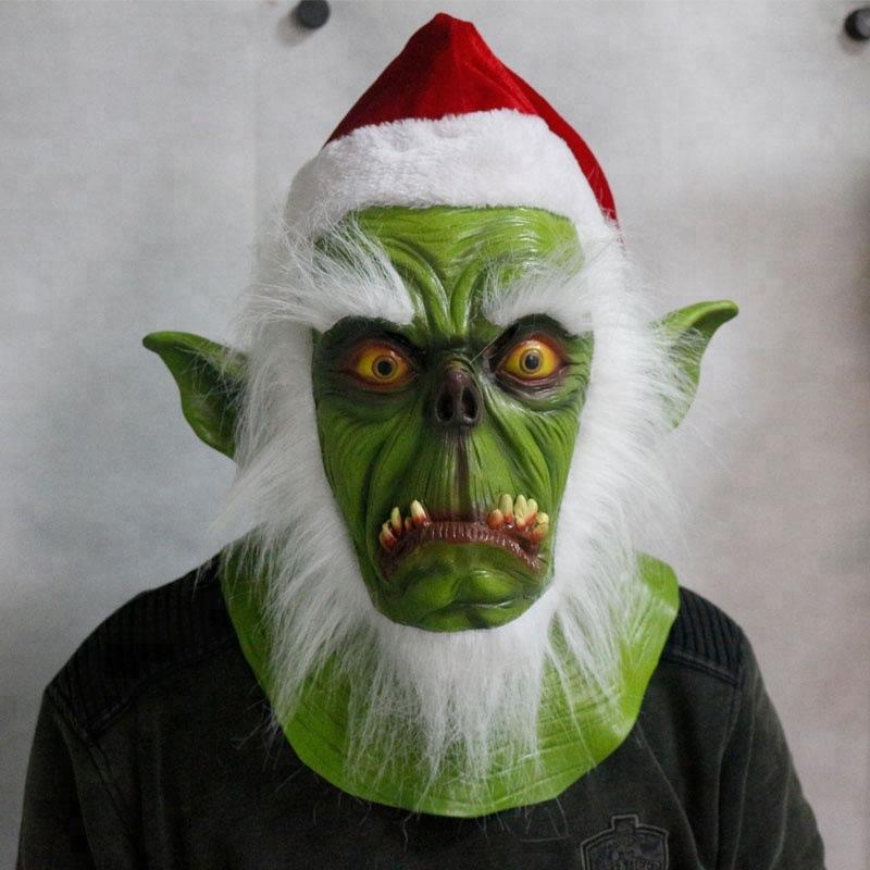 Christmas Monster Mask, a funny prop for Christmas, a prank headgear cosplay Green Monster Grinch Mask