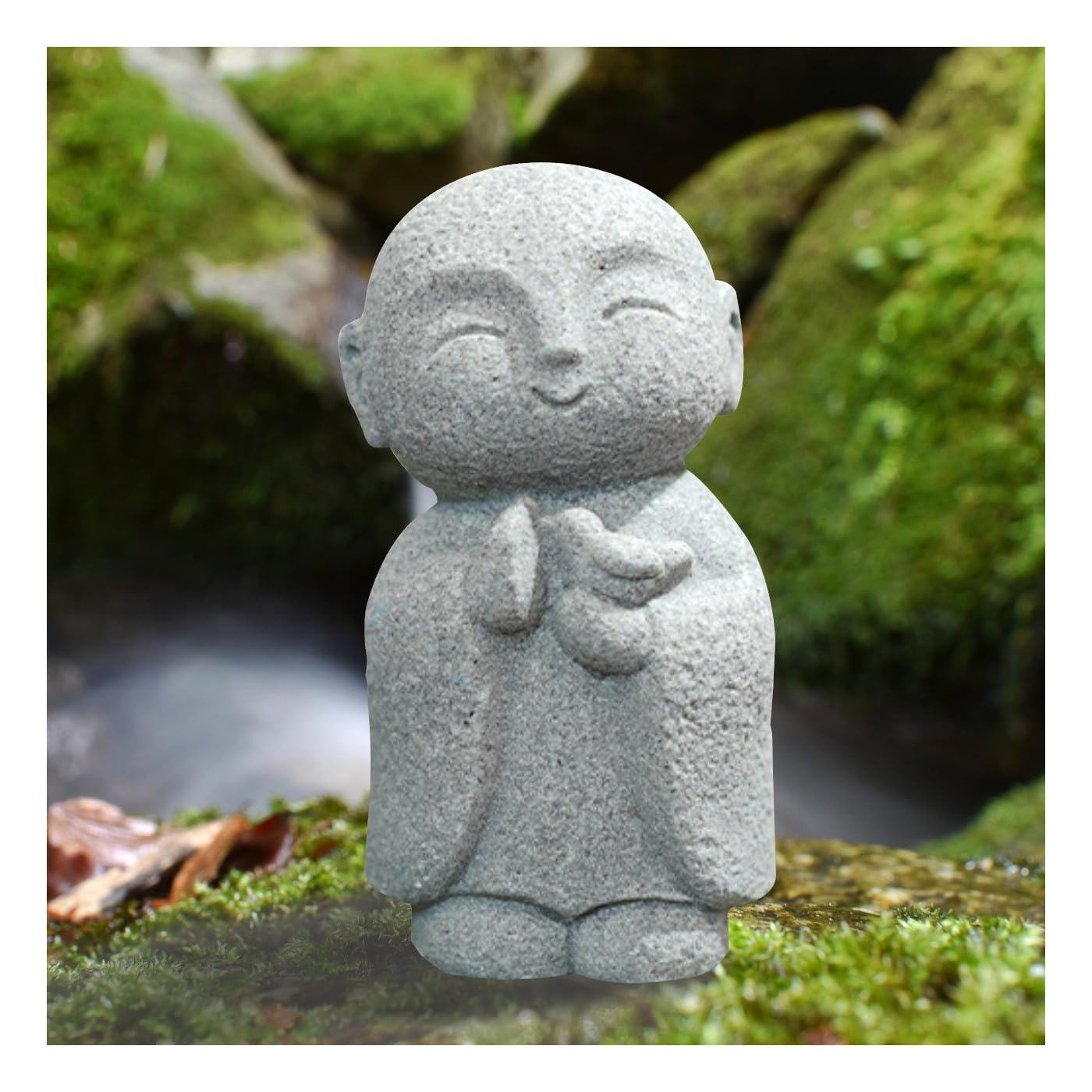 

clowin Jizo Small Garden Mini Jizo Stone Granite Aquarium Bonsai Gray Stone Statue, Figurine, Ornament, Japanese-Style Ornament, серый