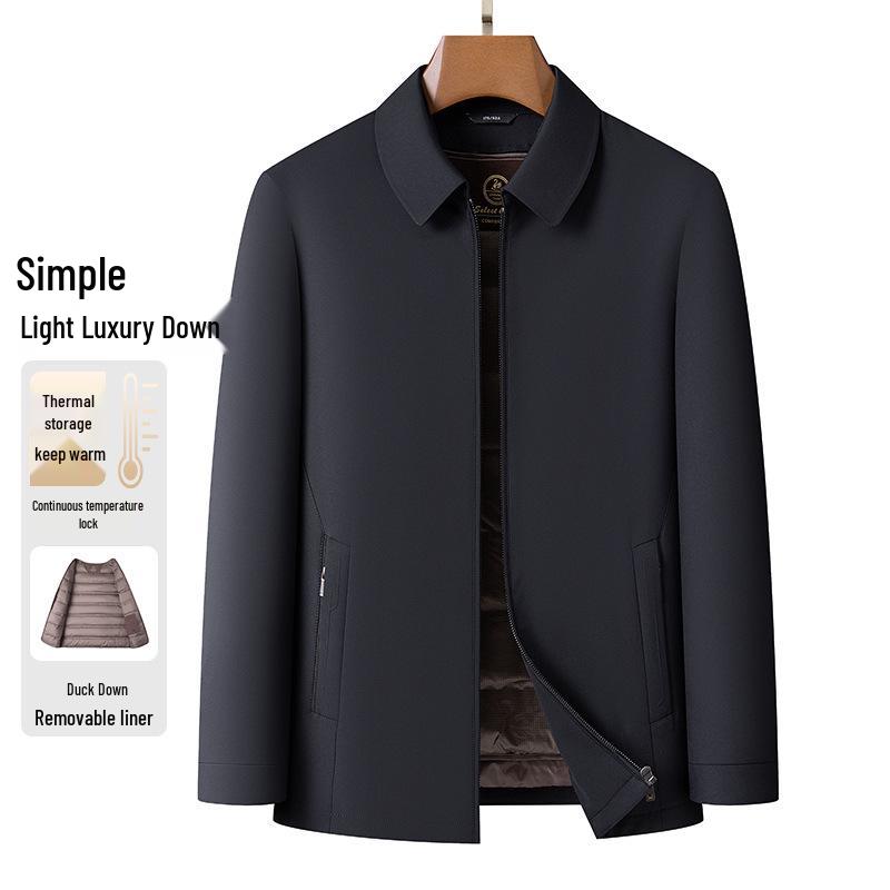 Men's Business Casual Down Jacket with Lapel - Warm Autumn/Winter Coat