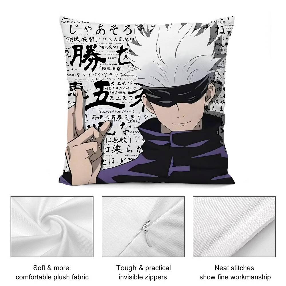 J-Jujutsu Kaisen G-Gojo Satoru Pillow Case Plush Fabric Soft Double Sided Print Sofa Cushion Cover Throw Pillow Covers