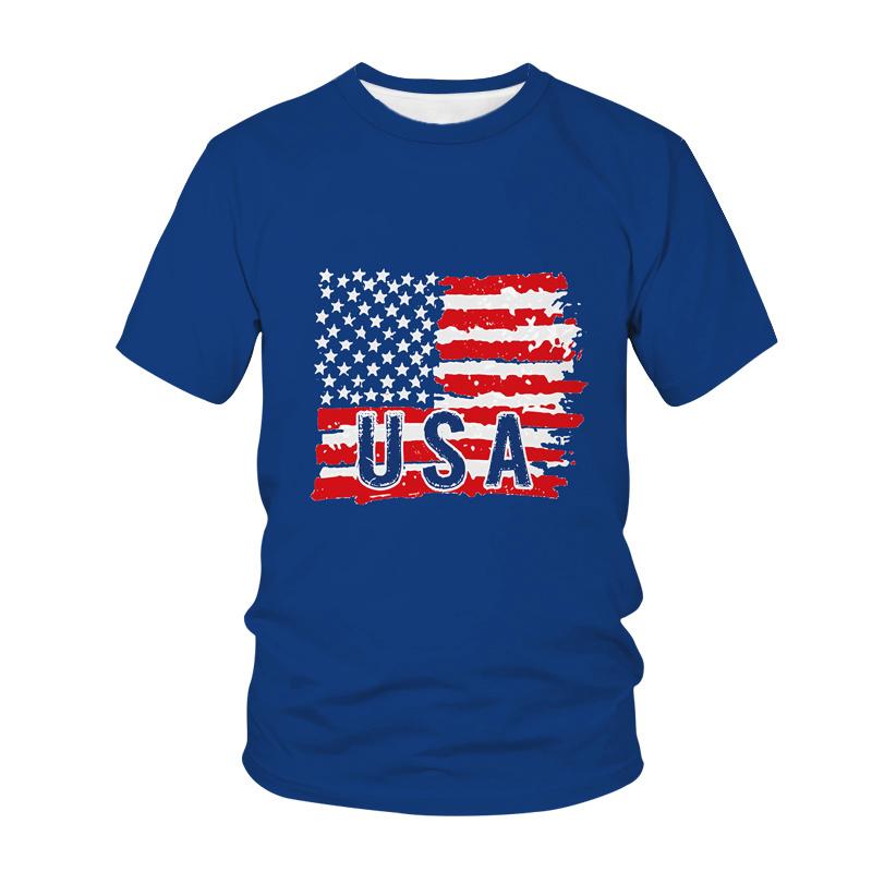 

Summer 3D America Flag Emblem Printed T Shirt American Spiritual Totem Graphic T-shirts for Men Kid Vintage Fashion Clothing XXS
