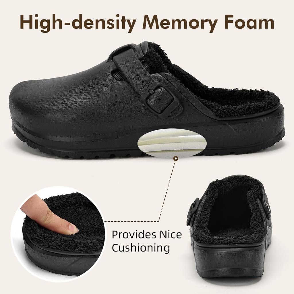 Fashion Womens Clogs Winter Mules Slip on Nurse Shoes Work Garden Slippers with Cotton Lined New Outdoor and Indoor Soft Cotton Shoes