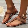 Fashion Women's casual sandals 2025 summer new French fairy style thick soled mid heel fashionable Roman shoes