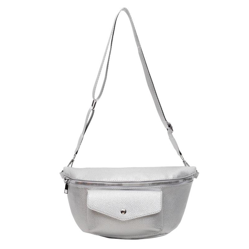 

Trendy women s chest bag large capacity leisure sports crossbody shoulder bag women s breast bag urban simple style 29*5*16cm серебряный
