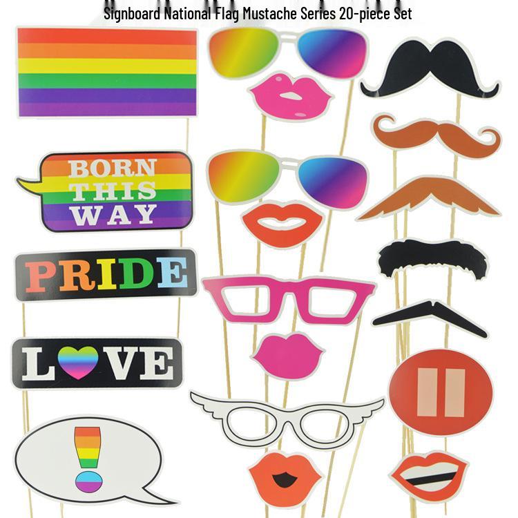 Red Lips & Glasses Party Props - Moustache Photo Booth Paper Crafts for Weddings