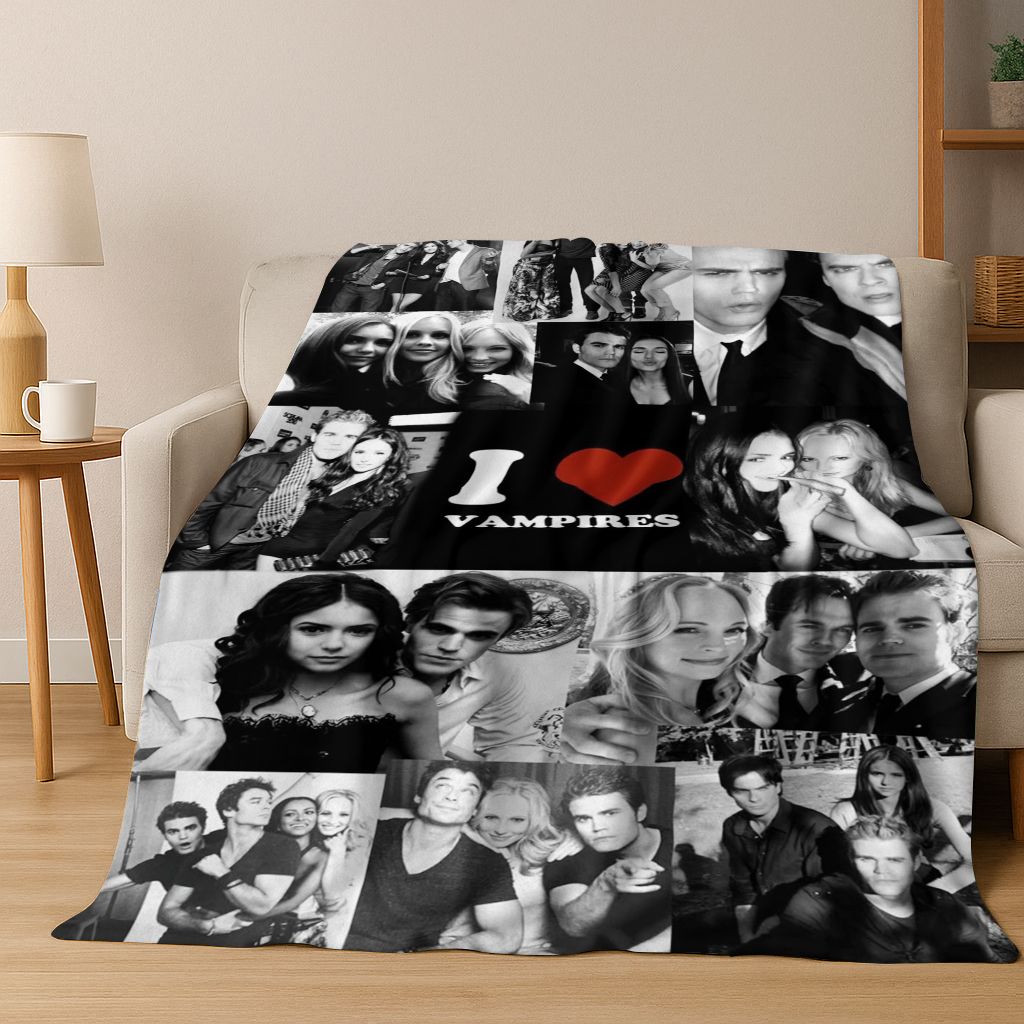 26 Stil The Vampire Diaries Damon Salvatore Flanelldecke, Warme und Gemütliche Weiche Überwurfdecke für Zuhause Schlafzimmer Bett Sofa Abdeckung
