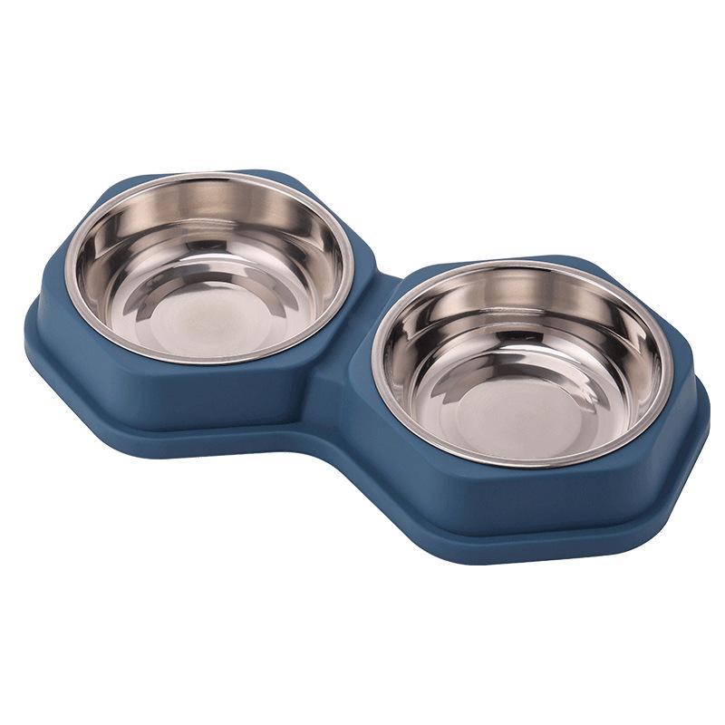 Mangeoire pour animaux de compagnie à double bol Base antidérapante PP durable Acier inoxydable Facile à nettoyer Gamelle nourriture eau pour chats chiens