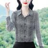 Brand Luxury Silk Chiffon Blouse: 2025 Spring/Autumn Women's Slim-Fit Long-Sleeve Top