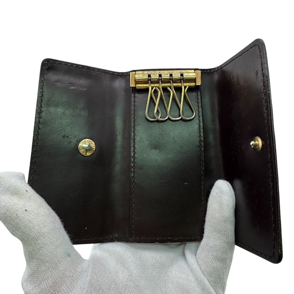 LOUIS VUITTON 4 hooks Monogram Vernis leather Multicles4 Key holder  Amarrant leather Women Used