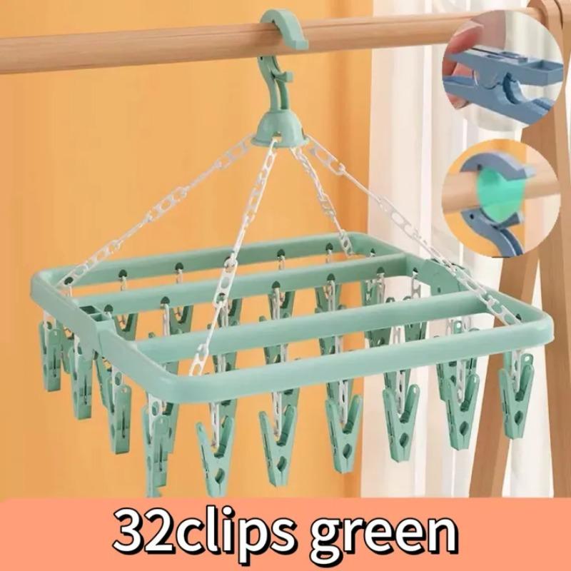 Folding Hangers Multi-Functional Windproof Socks Clip Drying Hangers Household Plastic Clothing Socks Drying Hangers