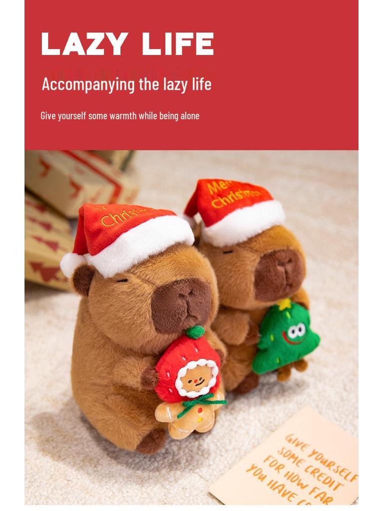 Christmas Capybara Plush Toy: Cute Small Doll & Hug Pillow