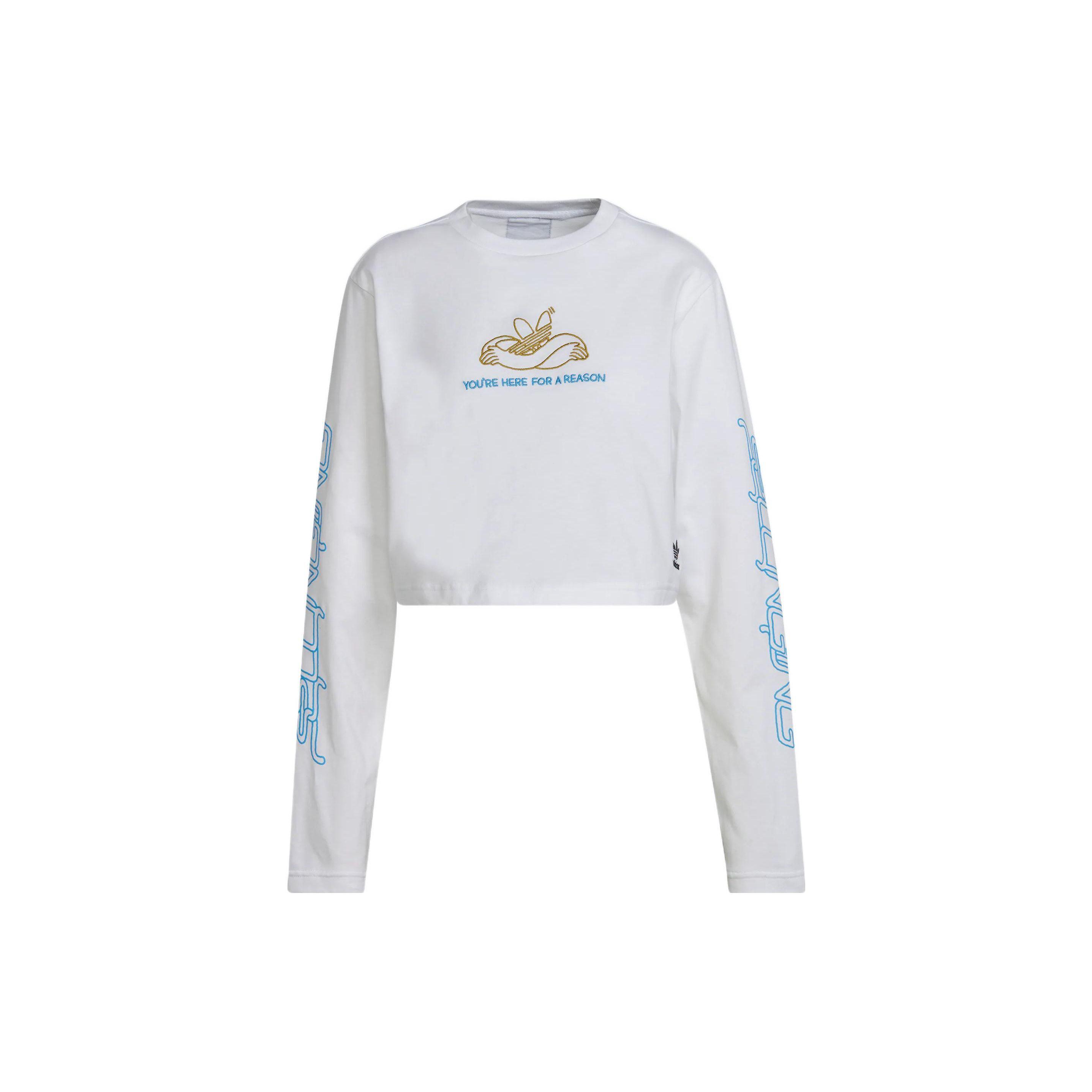 

Adidas Originals Trefoil Letter Pattern Printed Long Sleeve T-Shirt Women tops White HT3776 30