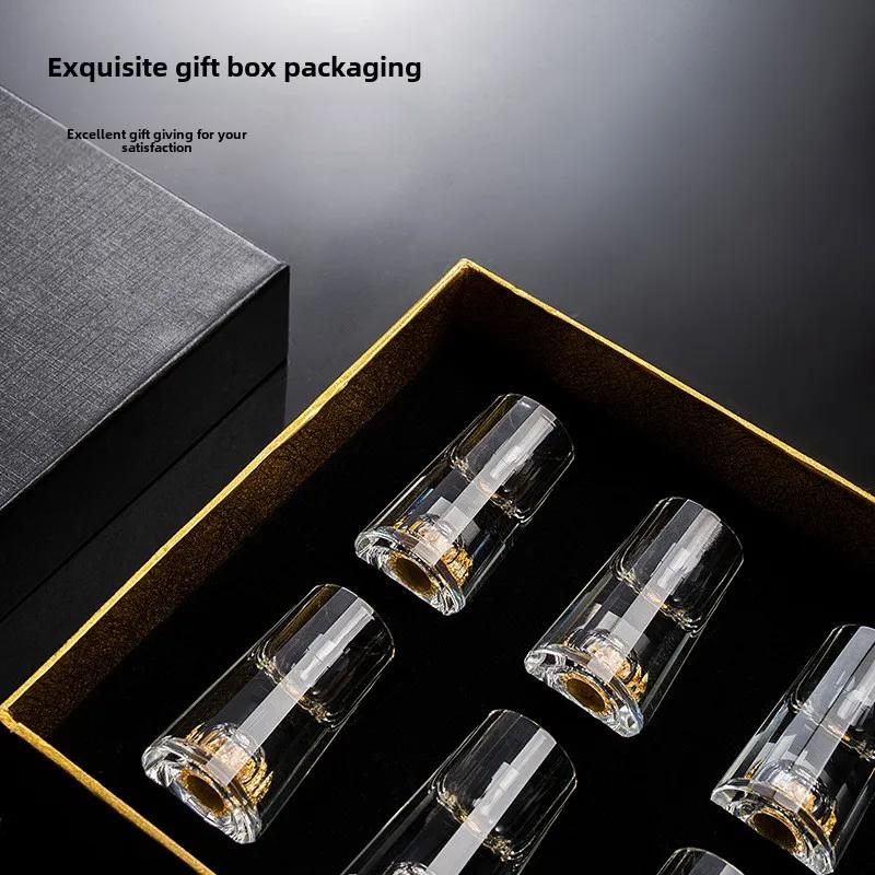 Chinese Baijiu Cup Crystal Glass Vertical Grain Design Small Alcohol Tasting Glass For Home Bar Gift Set Spirits