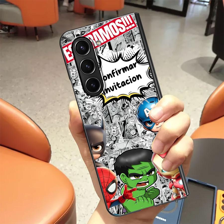 Case for Samsung Galaxy ZFold6 ZFold4 ZFold3 ZFold5 ZFold7 Z Fold 7 6 5 4 3 Back Phone Cover Marvel Cartoon Iron Man Hulk