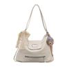 Fashion Solid Color Design Women Casual Tote Bag With Plush Pendant For Casual Outings