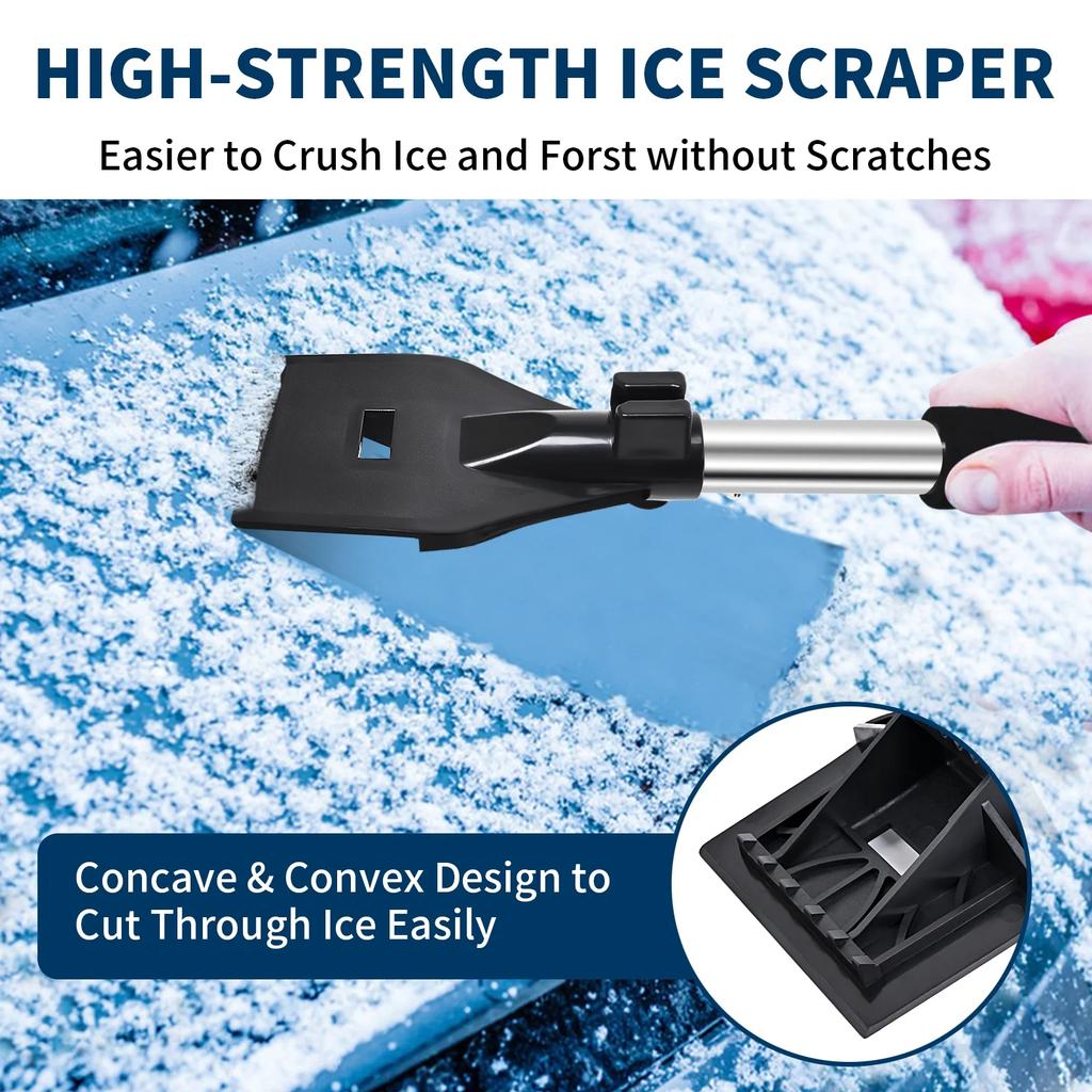 Car Snow Shovel Metal Stainless Steel Telescopic Rotating Ice Shovel Three-in-one Snow Shovel Detachable Assembly Car Snow Removal Shovel