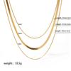 Minimalist Gold-Plated Triple-Layer Snake Bone Chain Necklace