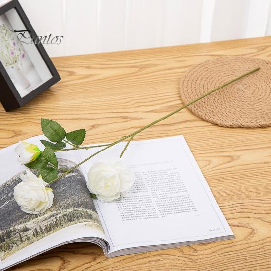 Artificial Plant 3 Branches 2 Big Heads 1 Small Bud Peony Faux Silk Flower Realistic Green Leaves Non-withered Table Centerpiece Wedding Decor