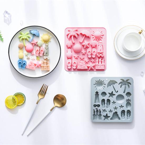 2Pcs Silicone Chocolate Baking Mold Summer Ocean Theme Shell Starfish Conch Jelly Molds Candy Making Supplies