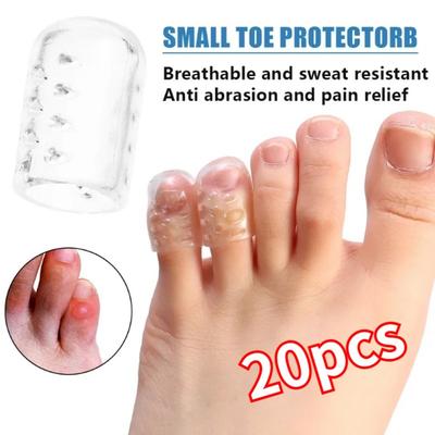 20PCS Transparent Breathable Toe Covers Silicone Prevents Blisters Toes Tube Elasticity Anti-Friction Foot Care Toes Protectors