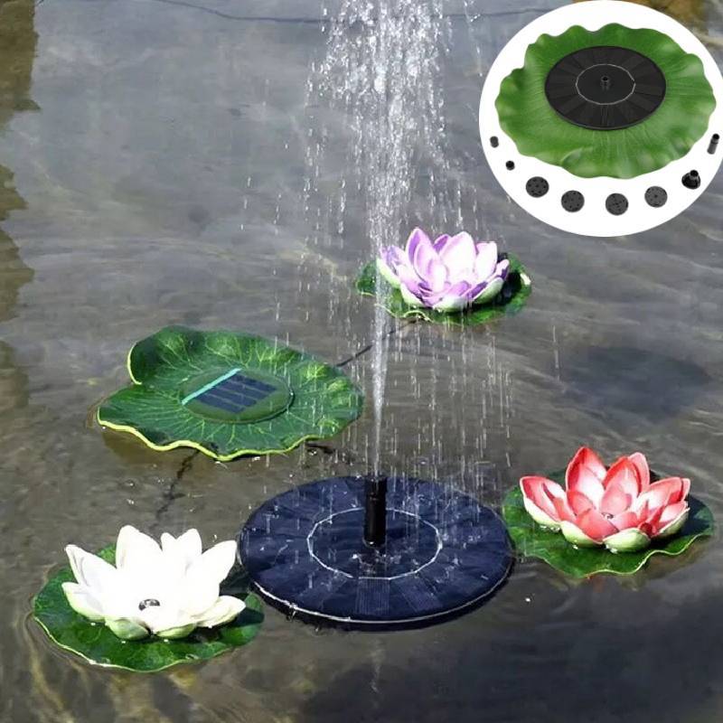 Lotus Leaf Style Solar Fountain For Garden Pond Water Feature With Floating Design