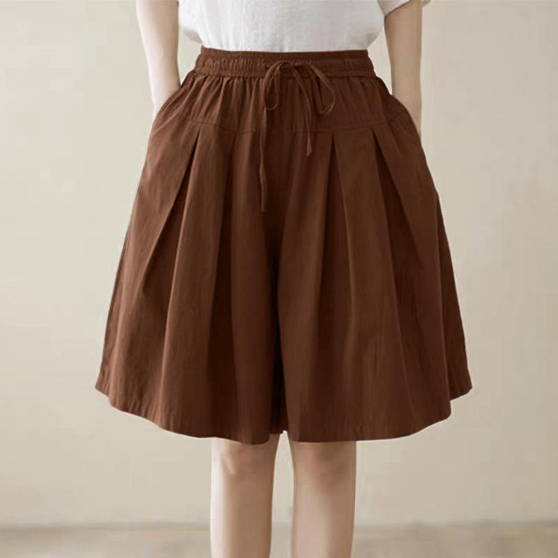 

ZANZEA Жіночі повсякденні А-силуету вільні шорти з широкими штанинами 2XL коричневий