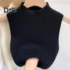 Women Knitted Vest Tops Slim Fit Half-High Collar Sleeveless Top Solid Color Stretchy Knit Blouse Daily Wear