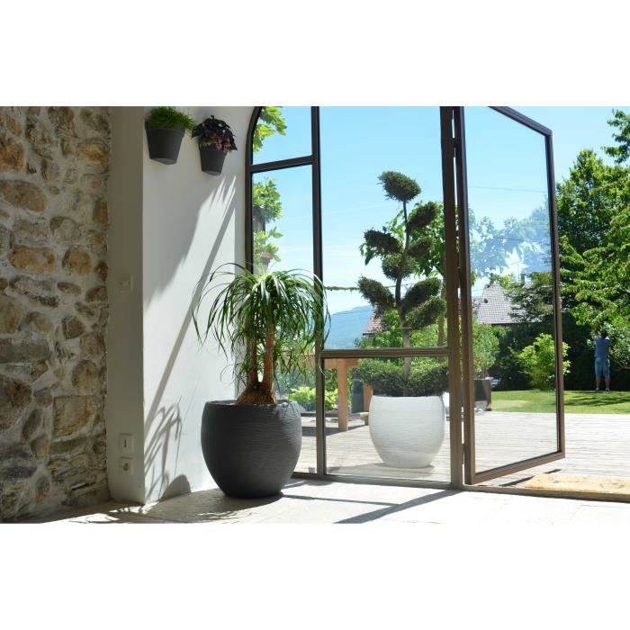 Round Egg Flower Pot Ø 50cm - EDA - Graphite - 46 L - Ø 50 X H. 45 Cm - Anthracite Grey