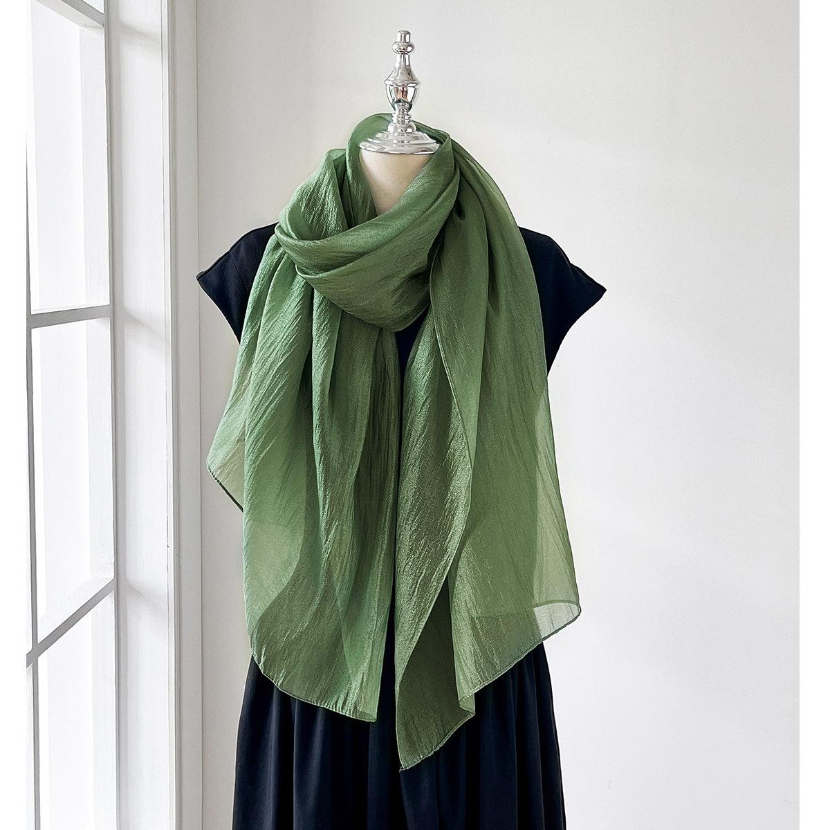 Spring And Summer Long Silk Scarf Versatile Solid Color Long Scarf Women S High-End Sense Versatile Sunscreen Shawl Thin Scarf Scarf 180*70cm