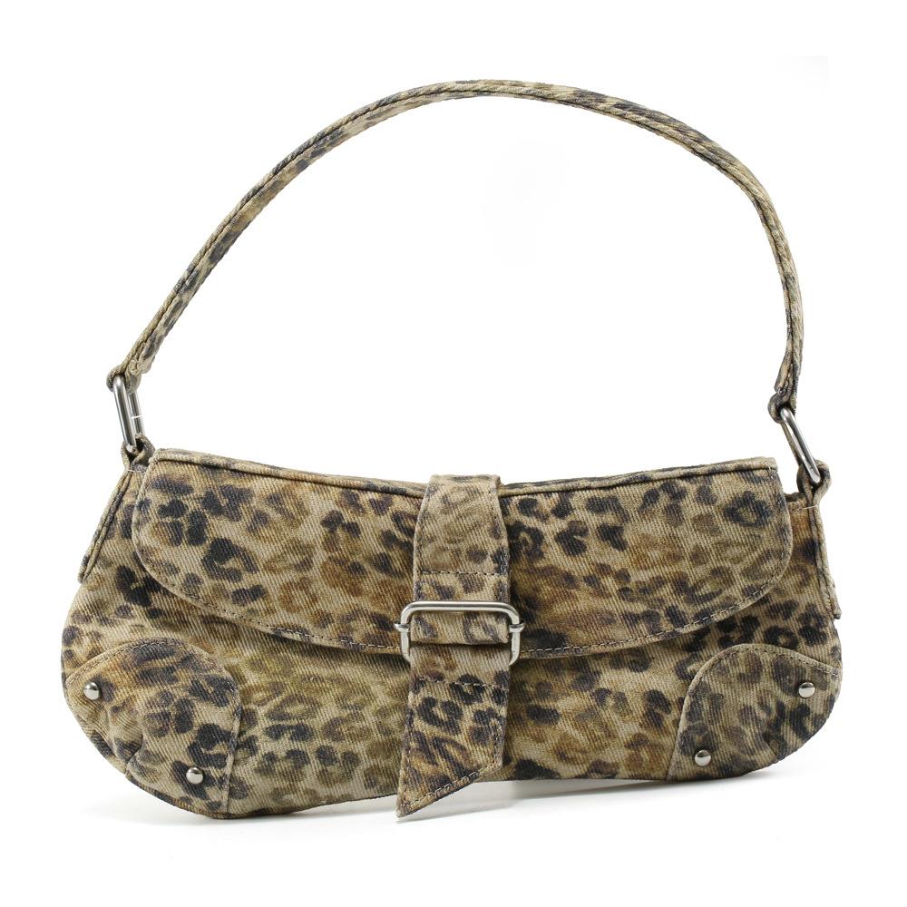 Irregular Underarm Bag Fashionable Leopard Print Canvas Exquisite Luxury Creative Niche Unique Cow Pattern Ladies Saddle Handbag